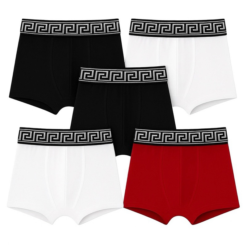 Kit 5 Cuecas Boxer Masculina Algodão Confortável Elástico Preto Largo Básica P M G GG Atacado Promoção