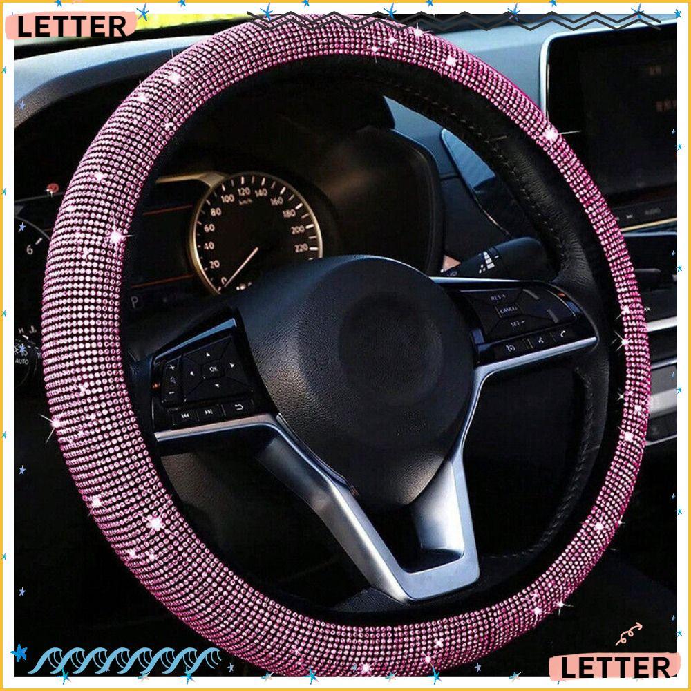 Carta Protetor De Volante Do Carro , Bling Brilhante Interior Antiderrapante Cristal Diamante Capa