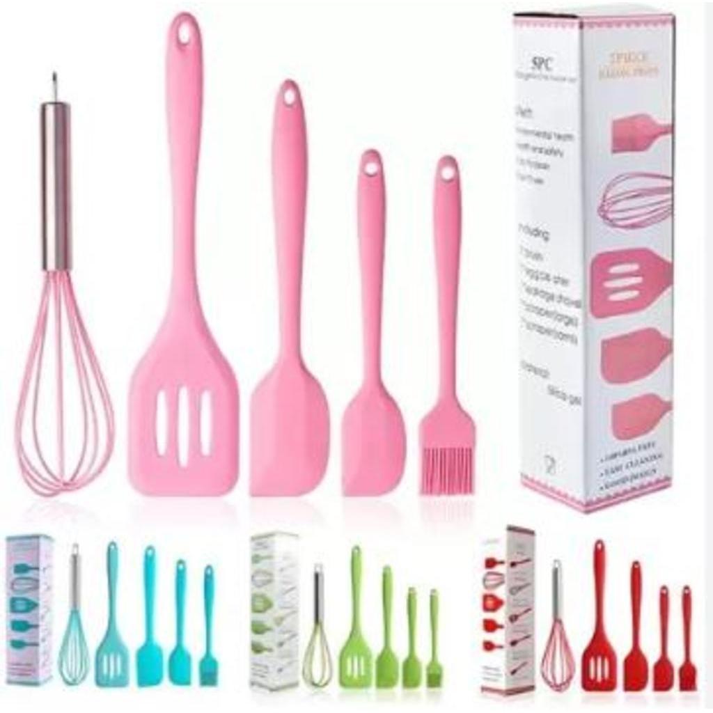 Kit 5 Peças Utensílios de Cozinha Silicone Colher Espátula Fue Espátula Pequena Pincel em Oferta na Shopee