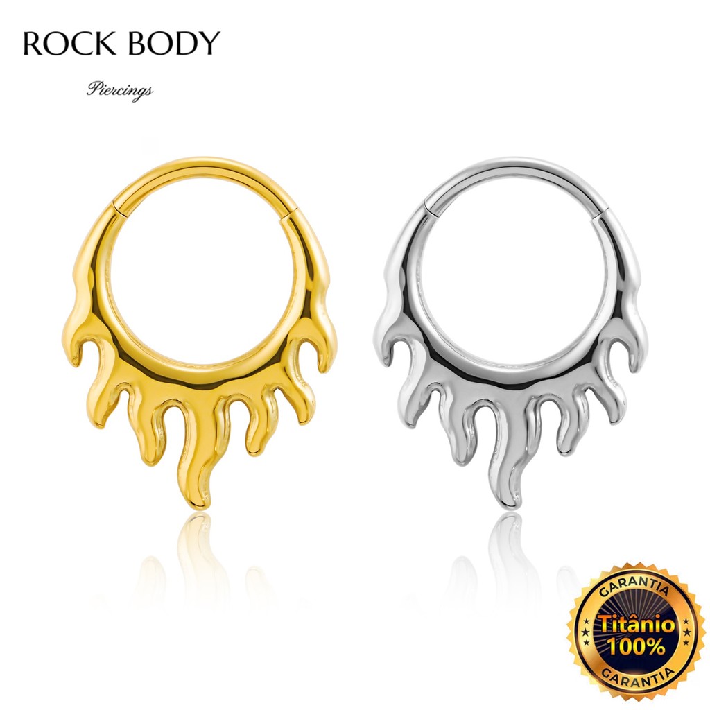 Piercing Orelha Nariz Argola Titânio Pvd Fogo Chama Segmento Articulado Circular Nostril Septo Rook Conch Tragus
