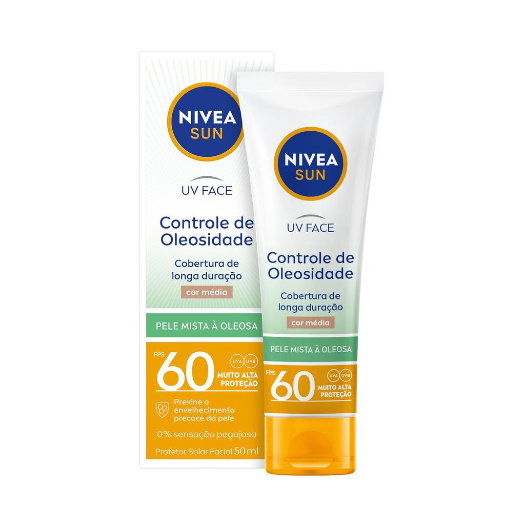 Protetor Solar Facial Nivea Sun UV Face Controle de Oleosidade Cor Média FPS60 50ml em Oferta na Shopee