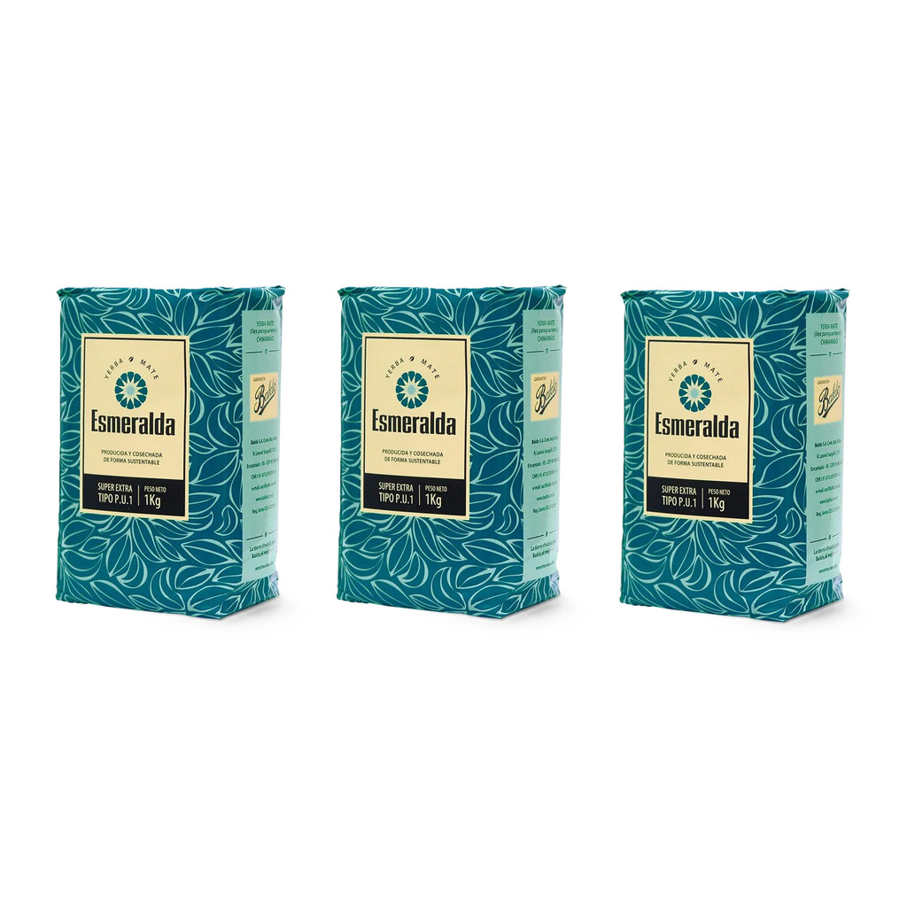 Kit 3 Erva Mate Padrão Uruguaio Esmeralda 1Kg