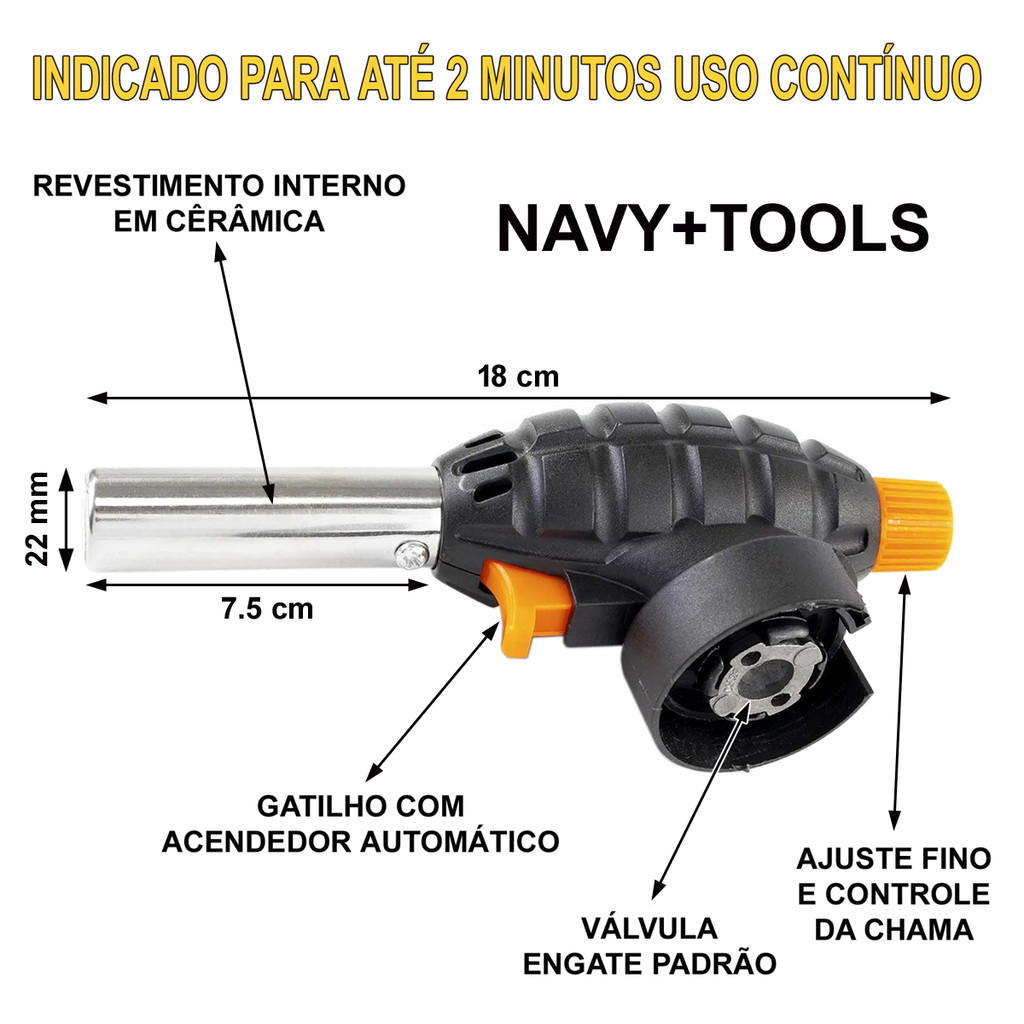 Maçarico Gourmet Gás Butano C/ Ajuste E Acendimento Automático KOUFA
