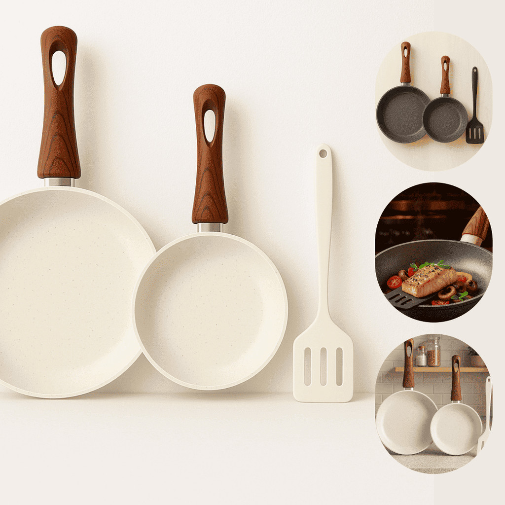 Imagem Kit Frigideiras Ceramica Antiaderente Fogão Cooktop Indução Gás e Elétrico Profissional Top Premium