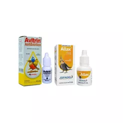 kit Avitrin Antibiótico Aves 10ml + Allax Parasiticida 5ml