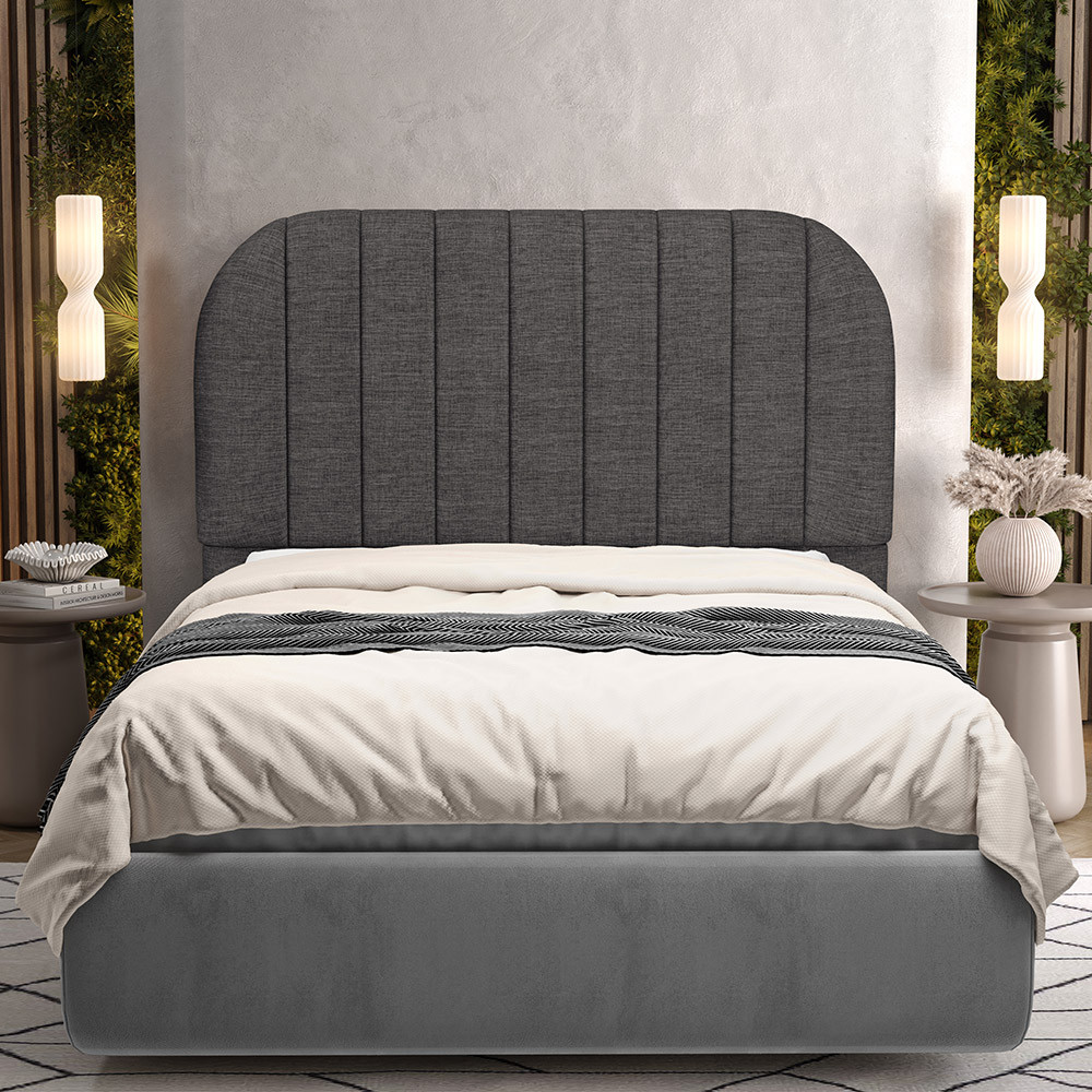 Cabeceira Cama Box Casal Estofada Orgânica 140cm Alice W01 Linho Cinza Escuro - Lyam Decor