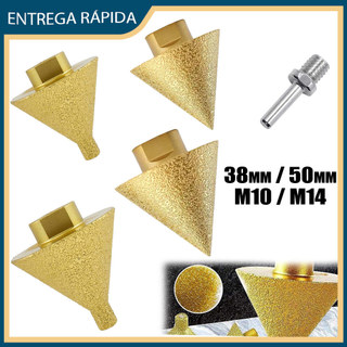 Broca de chanfrar diamante serra de furo cerâmico rosqueada M14/M10 50/38mm moagem de chanfradura cônica Ferramenta