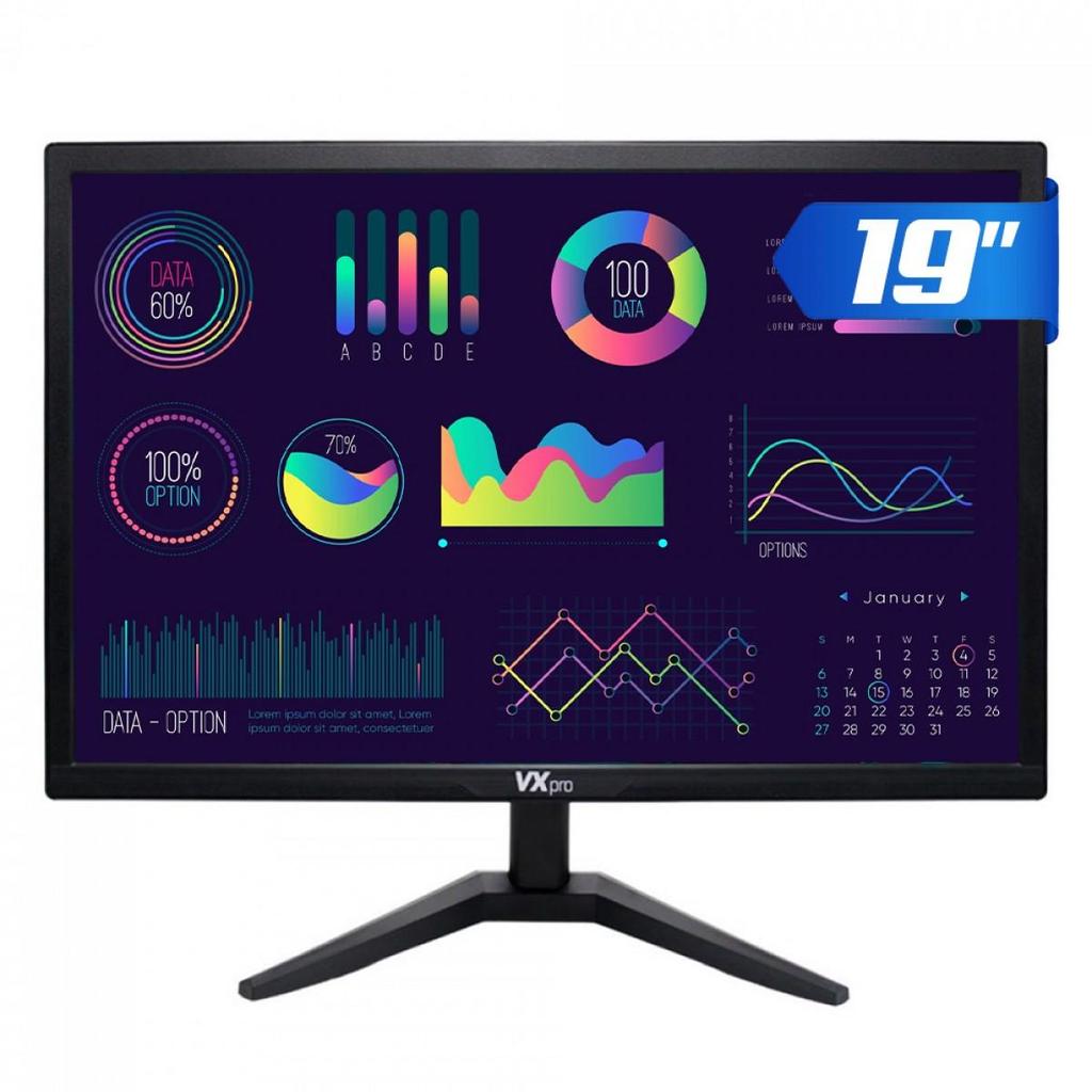 Monitor VX PRO, 19 Pol, LED, 60Hz, 5ms, HDMI/VGA, VX190X em Oferta na Shopee
