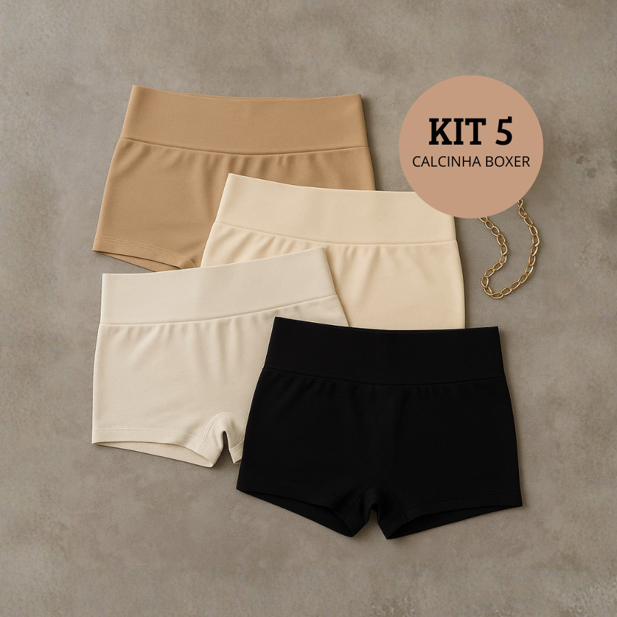 Kit 5 Calcinhas Boxer Sem Costura Cueca Feminina Poliamida Importada Short Não Marca em Oferta na Shopee