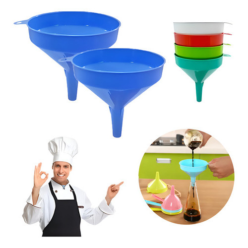 Kit 2 Funil Médio De Plástico Universal Pratico 12cm