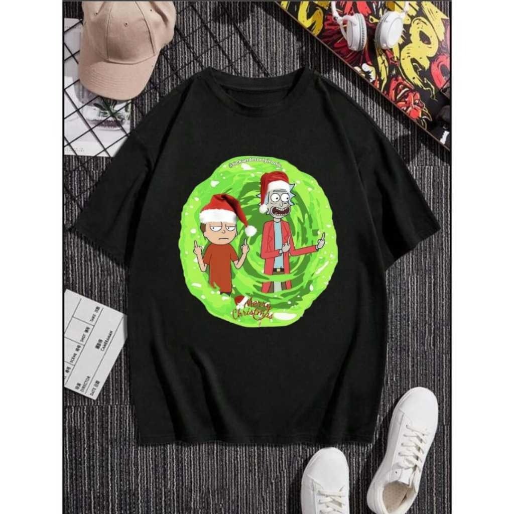 [Camiseta Premium em Algodão Puro]GXG Camiseta unissex feliz natal rick and morty merry christmas 100% algodão envio ráp