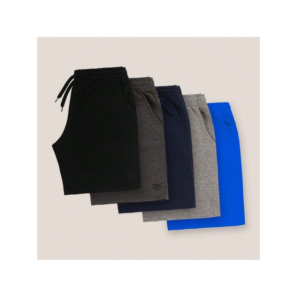 Kit 3 Bermudas Moletom Masculina Academia