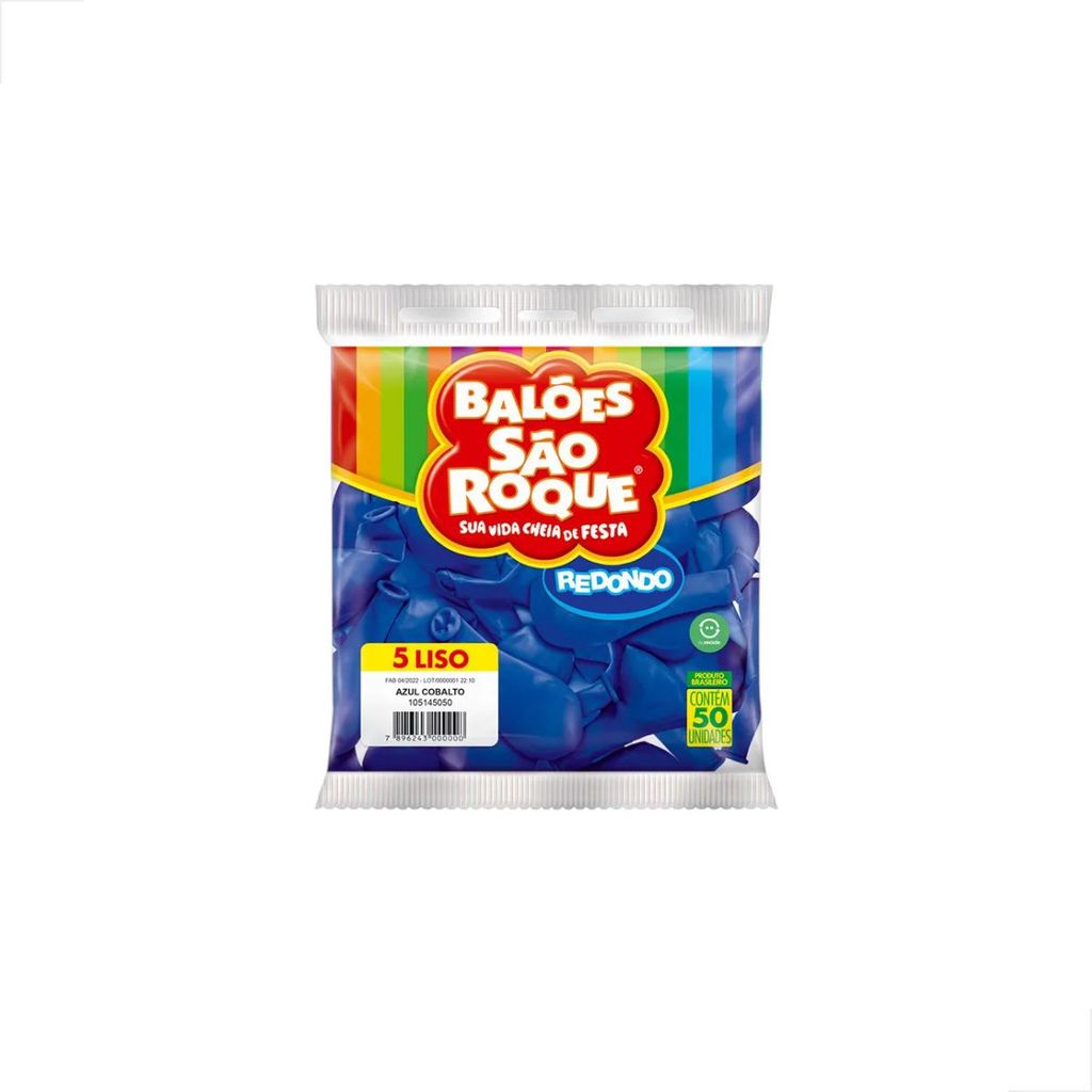 Balão Liso Azul Cobalto N°5  c/50un -São Roque