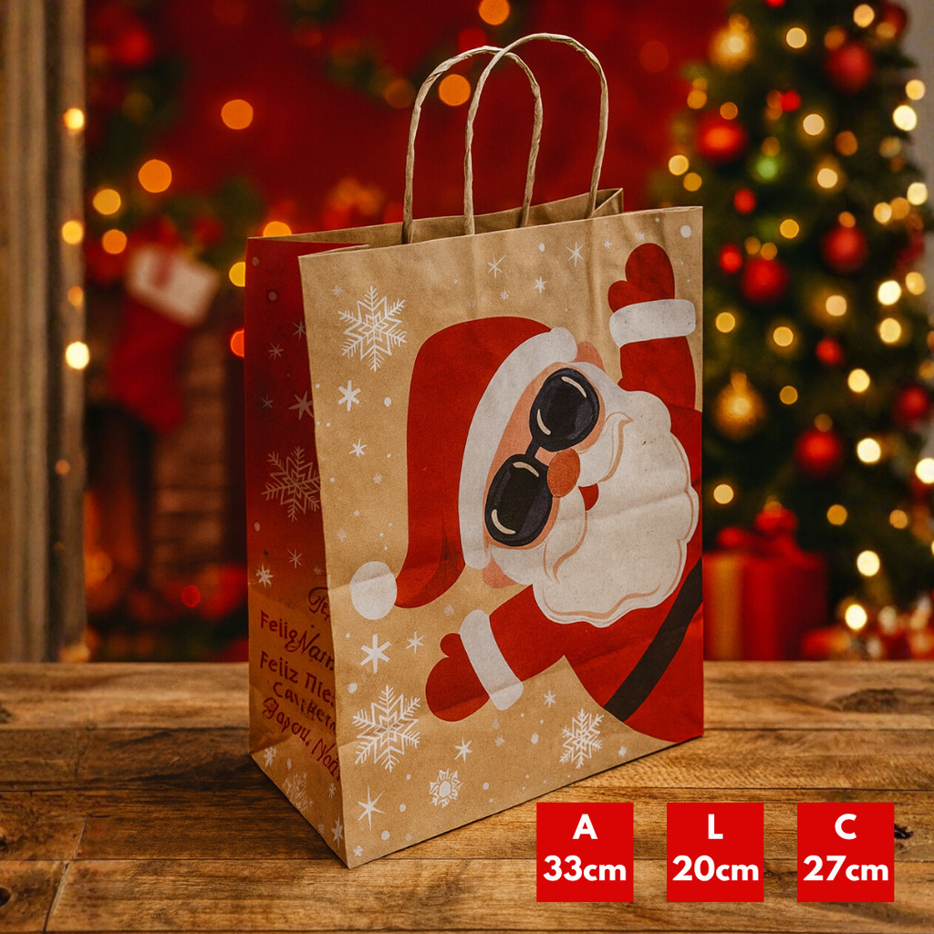 20 SACOLAS NATAL KRAFT NOEL 2023 27X20X33CM 6826 (LC) NATAL 2025(CHOCO)