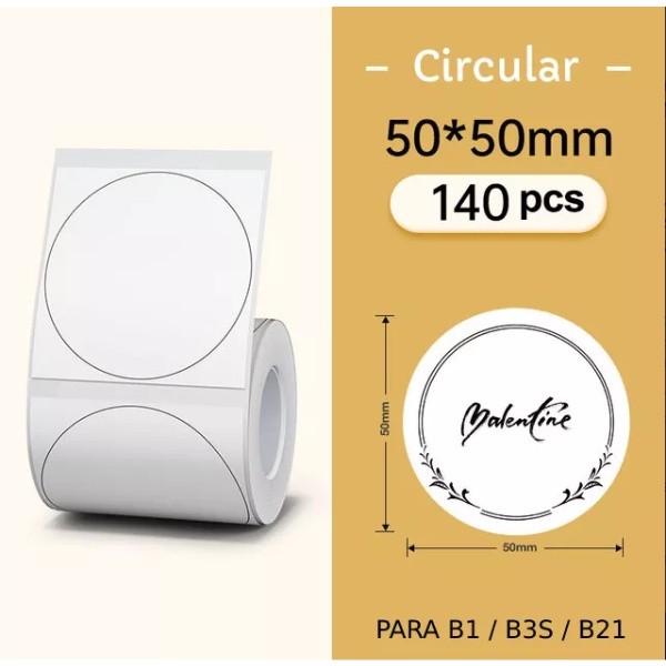 Etiqueta Circular 50x50mm Branco Niimbot B1/b21/b3s (140un)