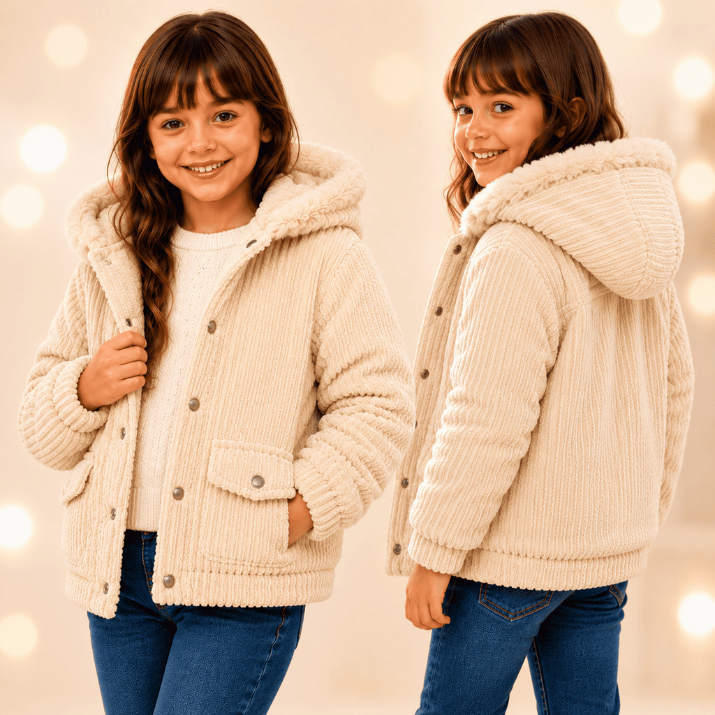 Jaqueta Infantil Menina Puffer Cotele Juvenil Forrada Peluciada Original Capuz Removivel Casaco Bobojaco Luxo Estilo