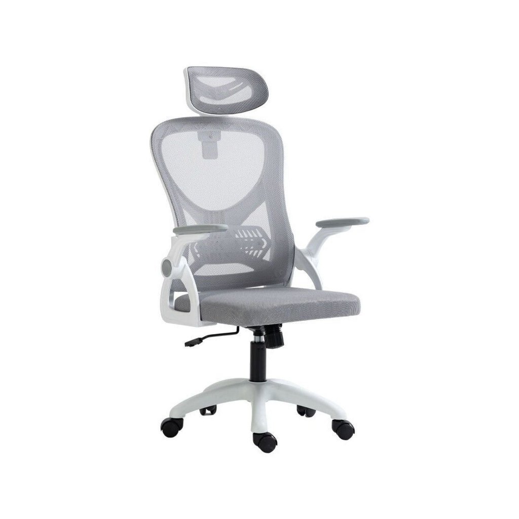 Cadeira de Escritório Presidente Tela Mesh Sistema Relax Branco/Cinza Columbus Rivatti Branco/Cinza