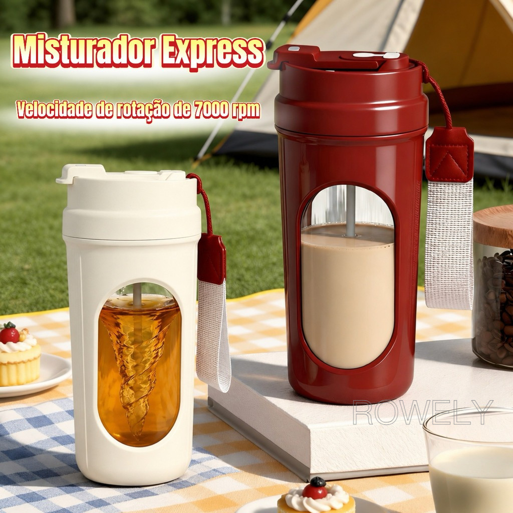 Copo Misturador de Café Portátil de Alta Velocidade | USB Recarregável para Shakes e Bebidas Rápidas
