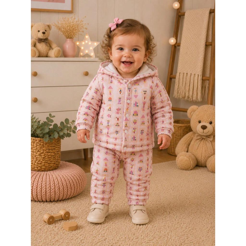 Conjunto de Moletom Estampado Premium Inverno Quentinho para Meninas