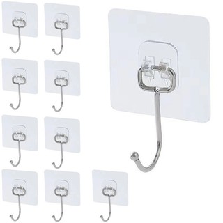 Kit Gancho Adesivo Reforçado Transparente Para Azulejo Vidro Cozinha Banheiro