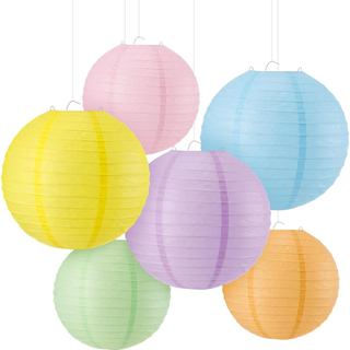 Hortsun 6 Peças de Lanternas de Papel Coloridas para Pendurar, Decorações de Festa, Lanternas de Papel de 8'' e 10'', De