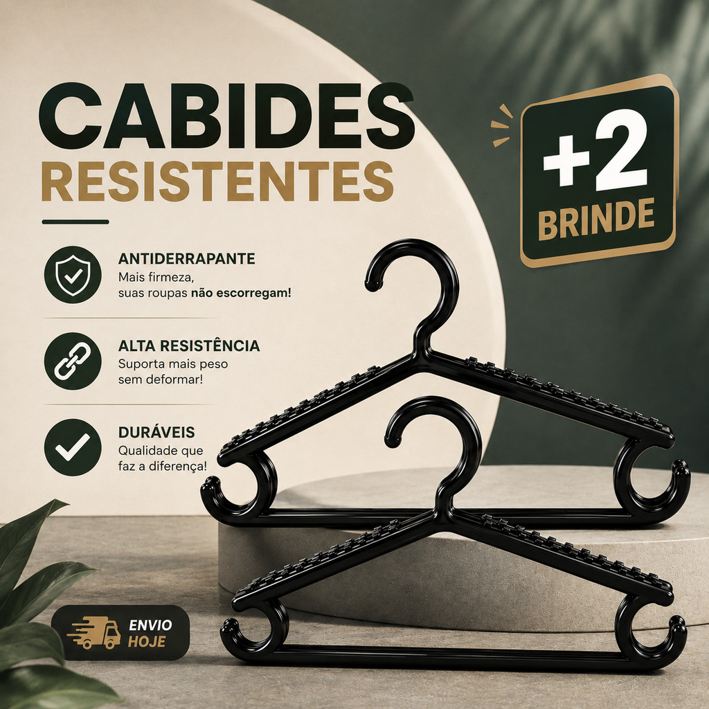Kit Cabides Antiderrapantes Reforçados para Roupas Adulto com Suporte para Alças