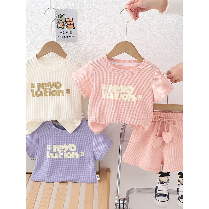 Meninas ternos de verão 2025 novo estilo bebê moda manga curta bebê crianças roupas de verão meninas bonito roupas espor