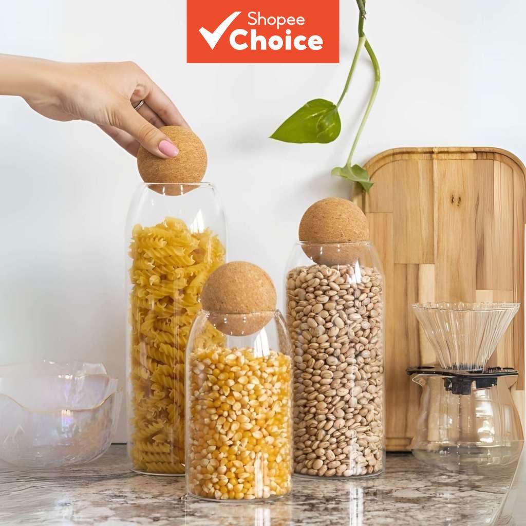 Frasco De Armazenamento De Vidro Borossilicato Hermético Recipiente De Alimentos Despensa Organizador Tendência Picareta