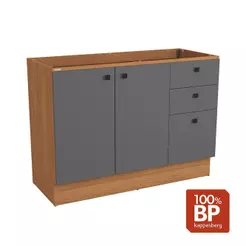 Balcão de Pia Kappesberg Pixel 2 Portas 3 Gavetas Tapajós/Cinza Sagrado 120cm