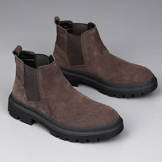 Botas Chelsea estilo britânico masculinas de camurça de couro genuíno botas curtas de sola grossa moda botas Martin de c