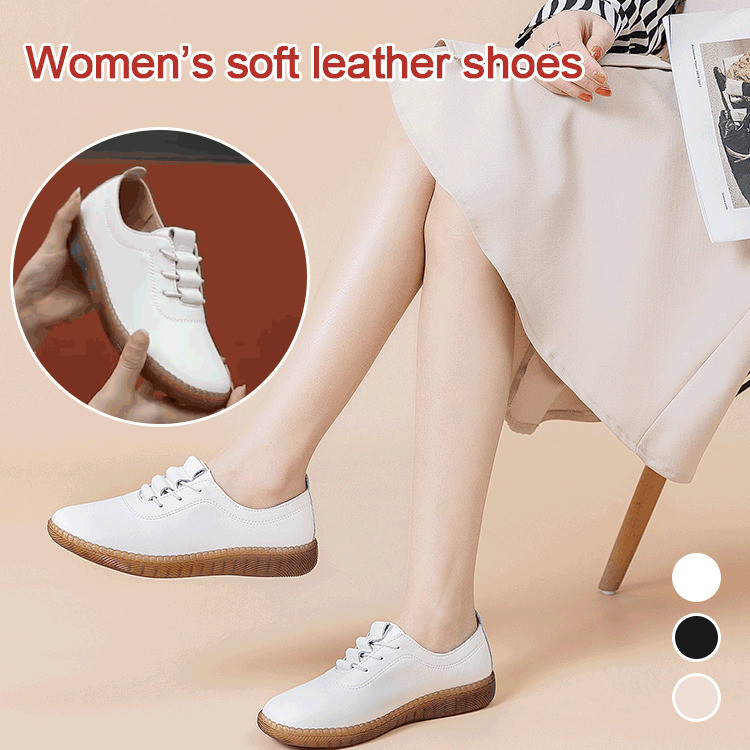 [Leveza] Sapatos Para Mãe Solado Macio/Feminino/Confortável De Couro Branco