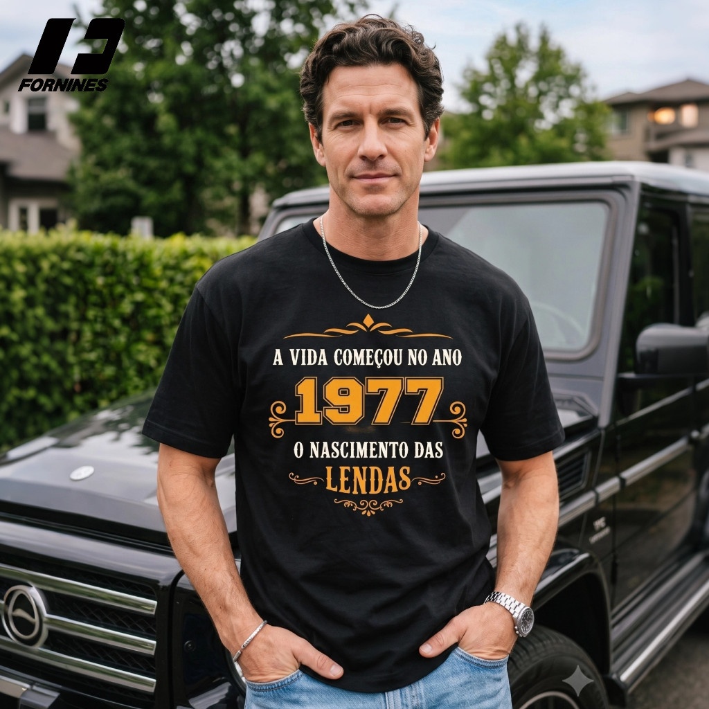 Camiseta Retrô Vintage 1977 100% Algodão Estampa Grande Tecnologia Profissional Presente Casual Unissex Oversize