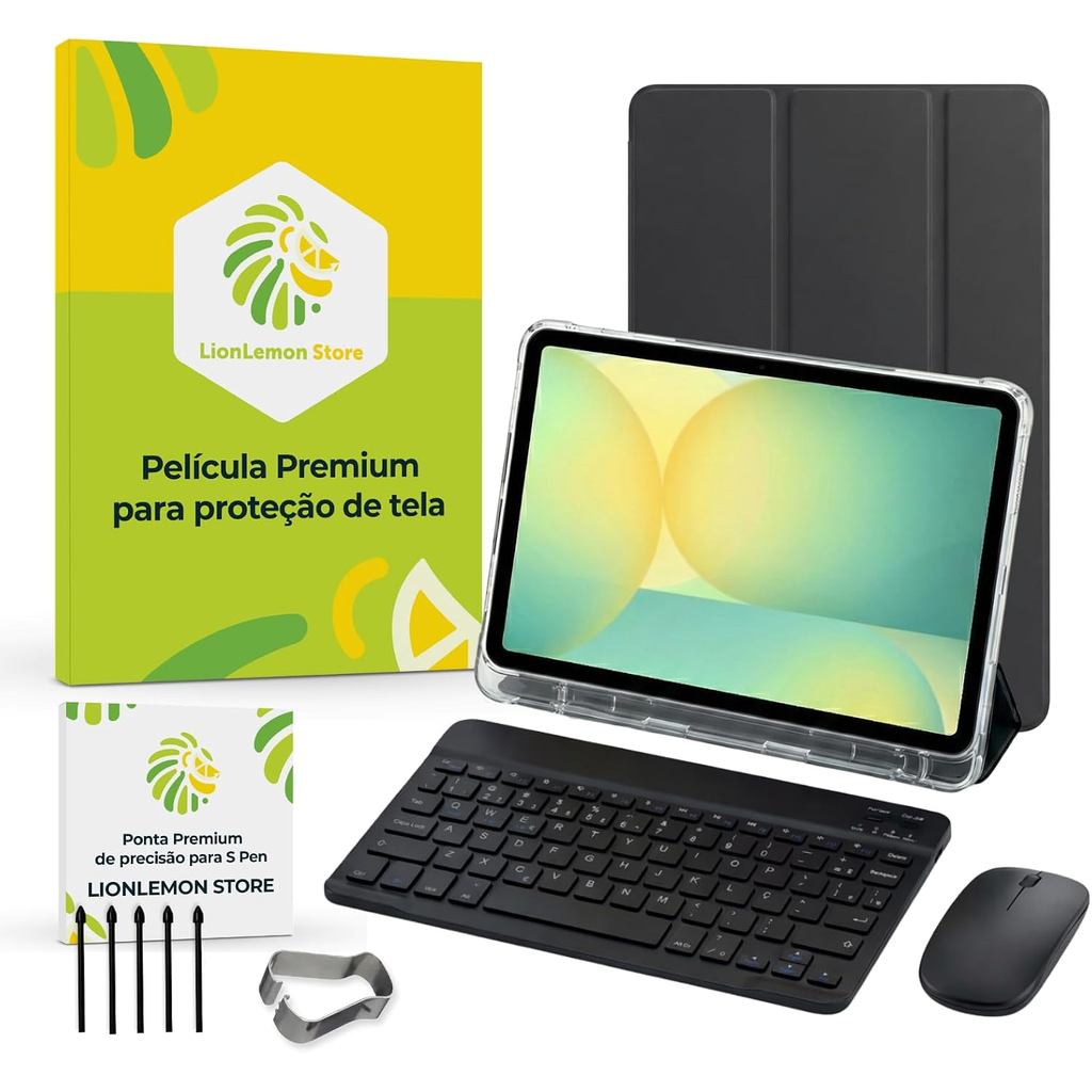 Kit Capa Pasta Premium Compatível com Samsung Galaxy Tab S10 FE Plus 13.1 Teclad