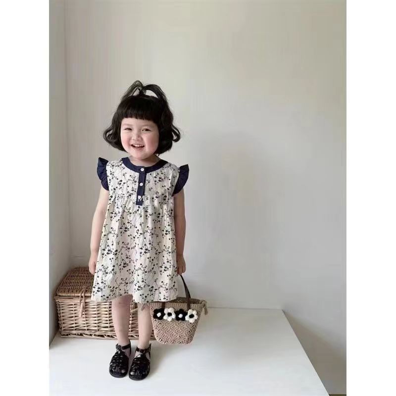 Bebê menina roupas de verão estilo fino algodão puro estilo ocidental estilo coreano Floral macacão respirável exterior 
