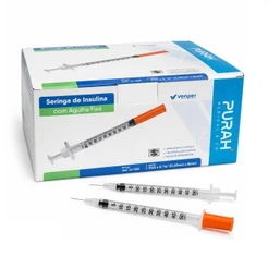 Kit com 20 - Seringa Insulina 0,5ml Agulha Fixa 8X0,30mm 30G