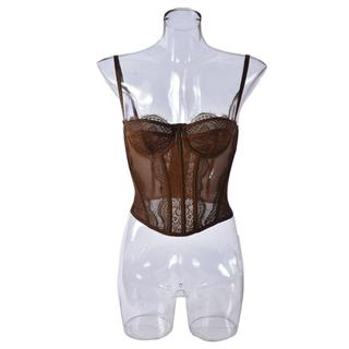 Camisola De Renda KALTENDIN , Espartilho Oco Slim fit , Transparente Sem Mangas Streetwear Crop Tops Femininos
