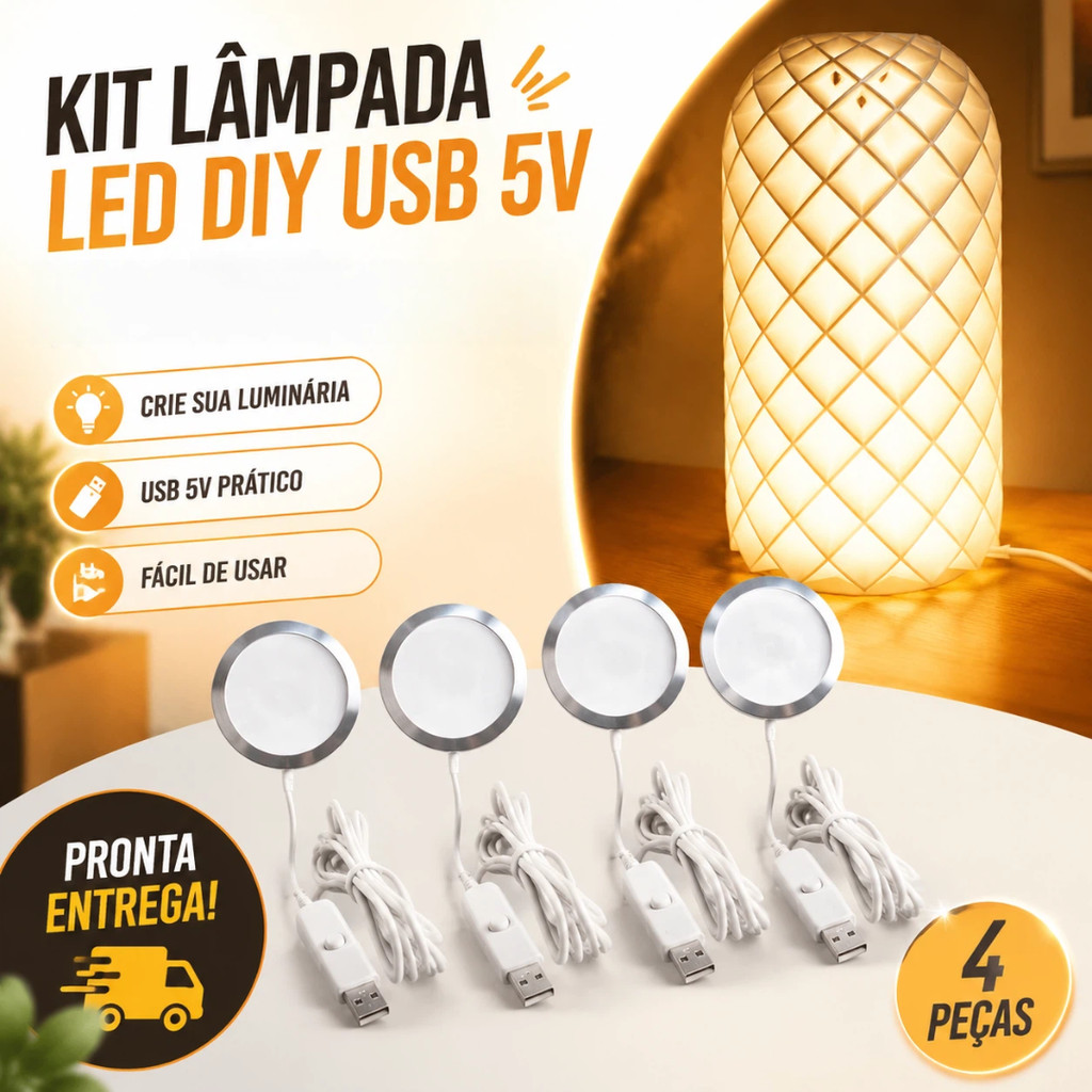 Kit Lâmpada Led Diy Usb 5v Somente Hardware Projeto De Iluminação Personalizado