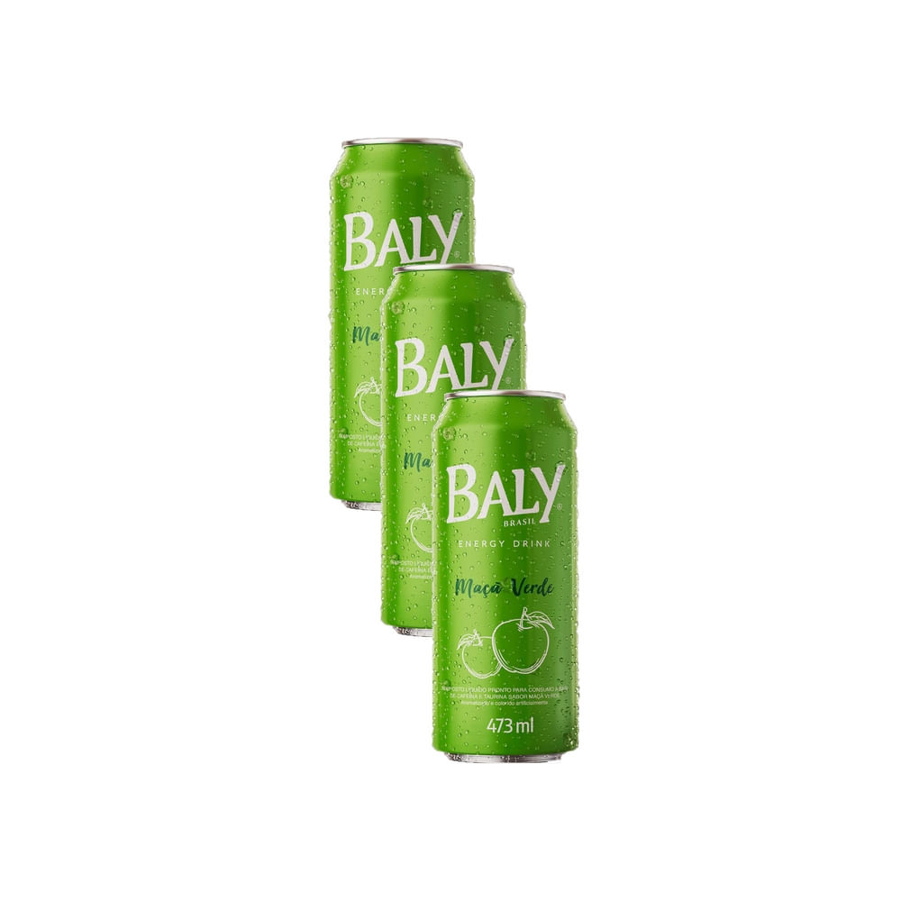Kit 3 Energético Baly Maçã Verde 473ml