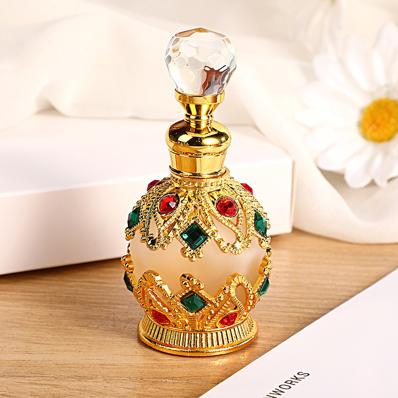 Frasco De Perfume Estilo Árabe Vintage De 15ml Óleo Essencial De Vidro Fosco Com Tampa De Cristal