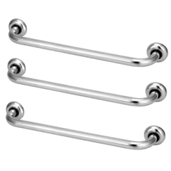 Kit 3 Barras De Apoio Para Banheiro De 30cm Idosos E Pne Prateado Completo Acessibilidade