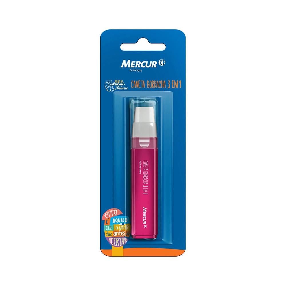 Borracha Caneta 3X1 Rosa Mercur