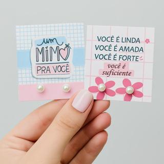 Kit 100, 50, 20 Pares de Brinco de Perola + tag Mimo para cliente