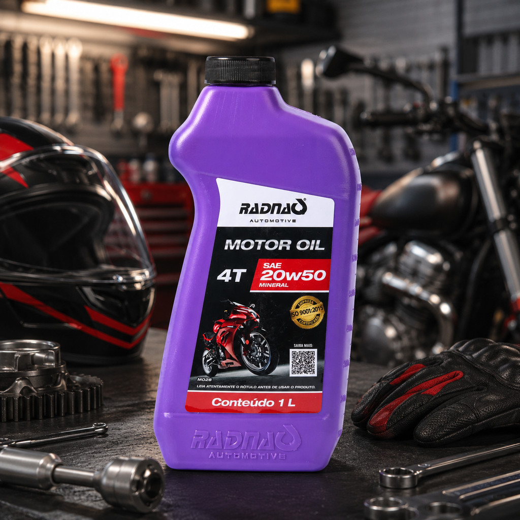 Kit 4L Óleo Para Moto 20W50 4T Jaso Ma2 Mineral Radnaq 1 Litro — imagem 2 de 2