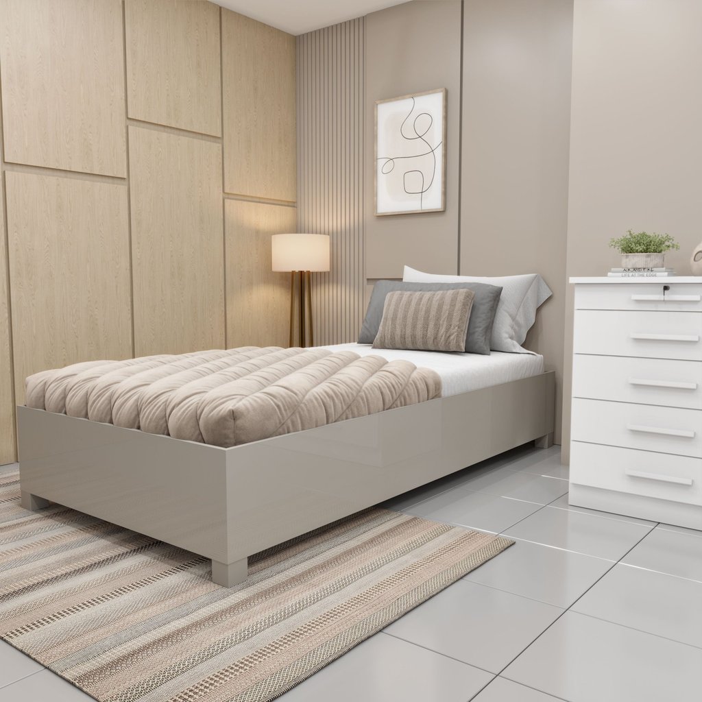 Cama Solteiro em MDP 94cm x 193cm Mônaco Bege