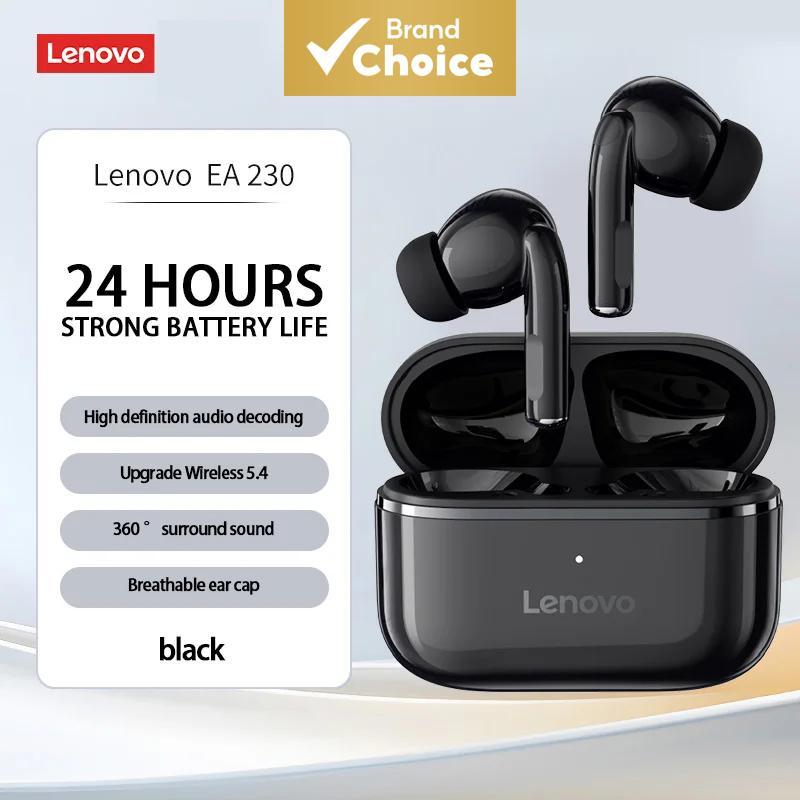 Fones de ouvido Lenovo EA230 TWS Bluetooth 5.4, bateria de 40h, baixa latência, som HiFi, ergonômico, encaixe auricular,