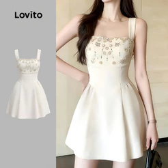 Lovito Vestido Elegante Com Estampa E Pregas Confortável E Estiloso Na Cor Damasco Para Primavera/verão para Mulheres LK4ED1765