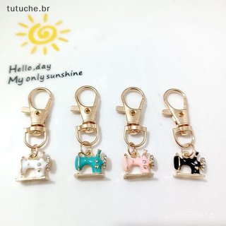 4 Mini Chaveiros de Máquina de Costura - Pontos de Memória e Significado, Chaveiros de Metal Esmaltado Vintage GJJP