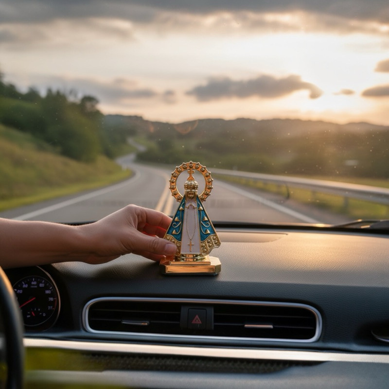Imagem Nossa Senhora Aparecida para Carro – Santinha com Coroa para Painel, Mesa ou Decoração