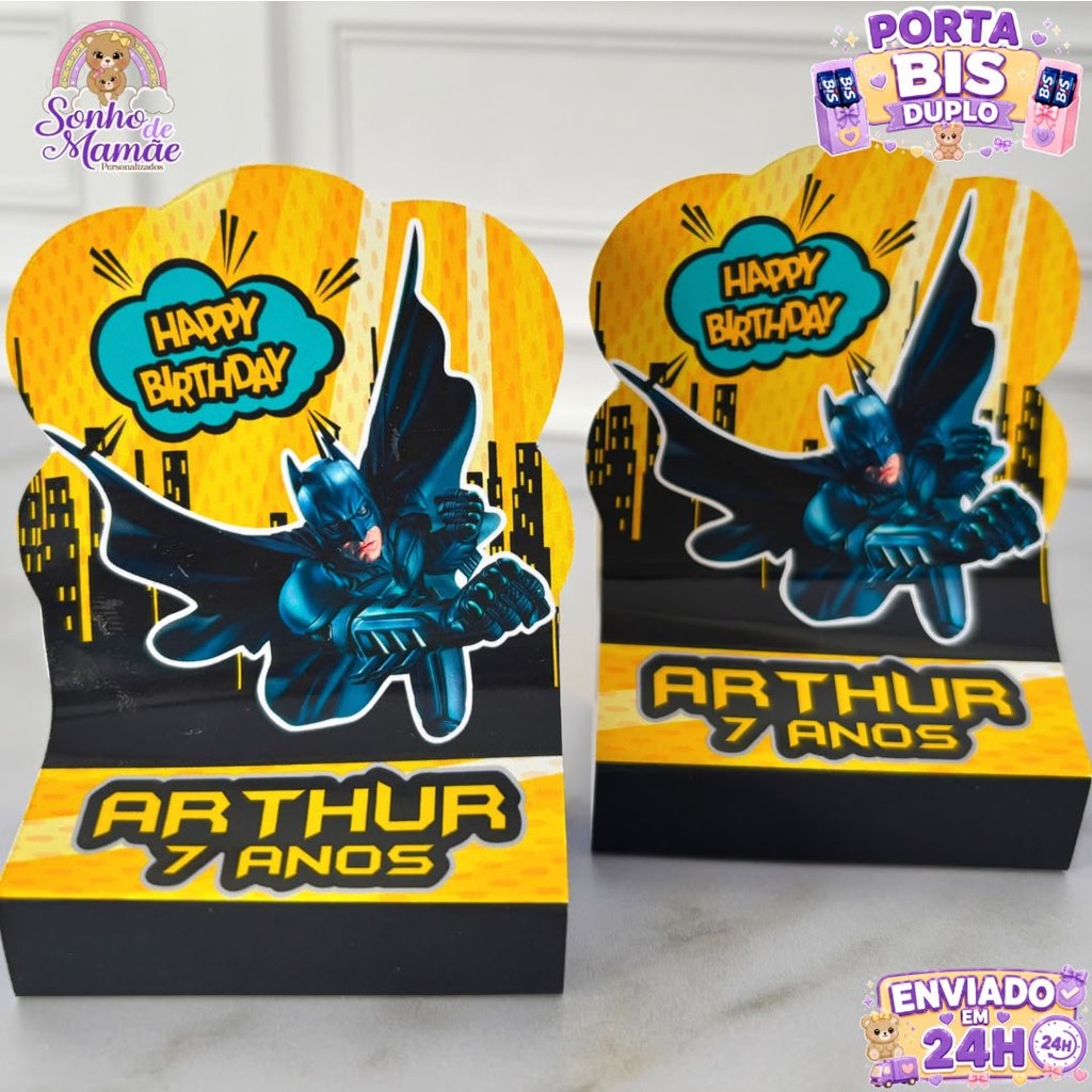 Porta Bis Duplo Batman/caixa para doces Batman/ Festa de aniversário