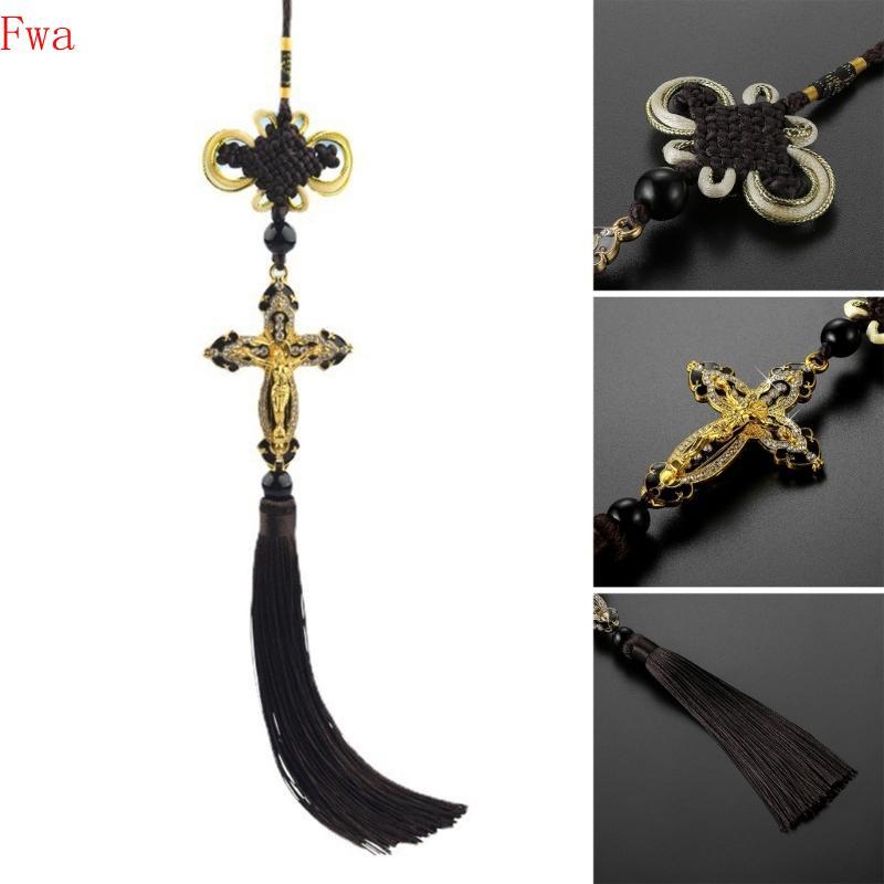 Fwa Espelho Retrovisor Borla Jesus Cristão Religioso Pingente Pendurado Ornamentos Decorações Interiores Automóveis